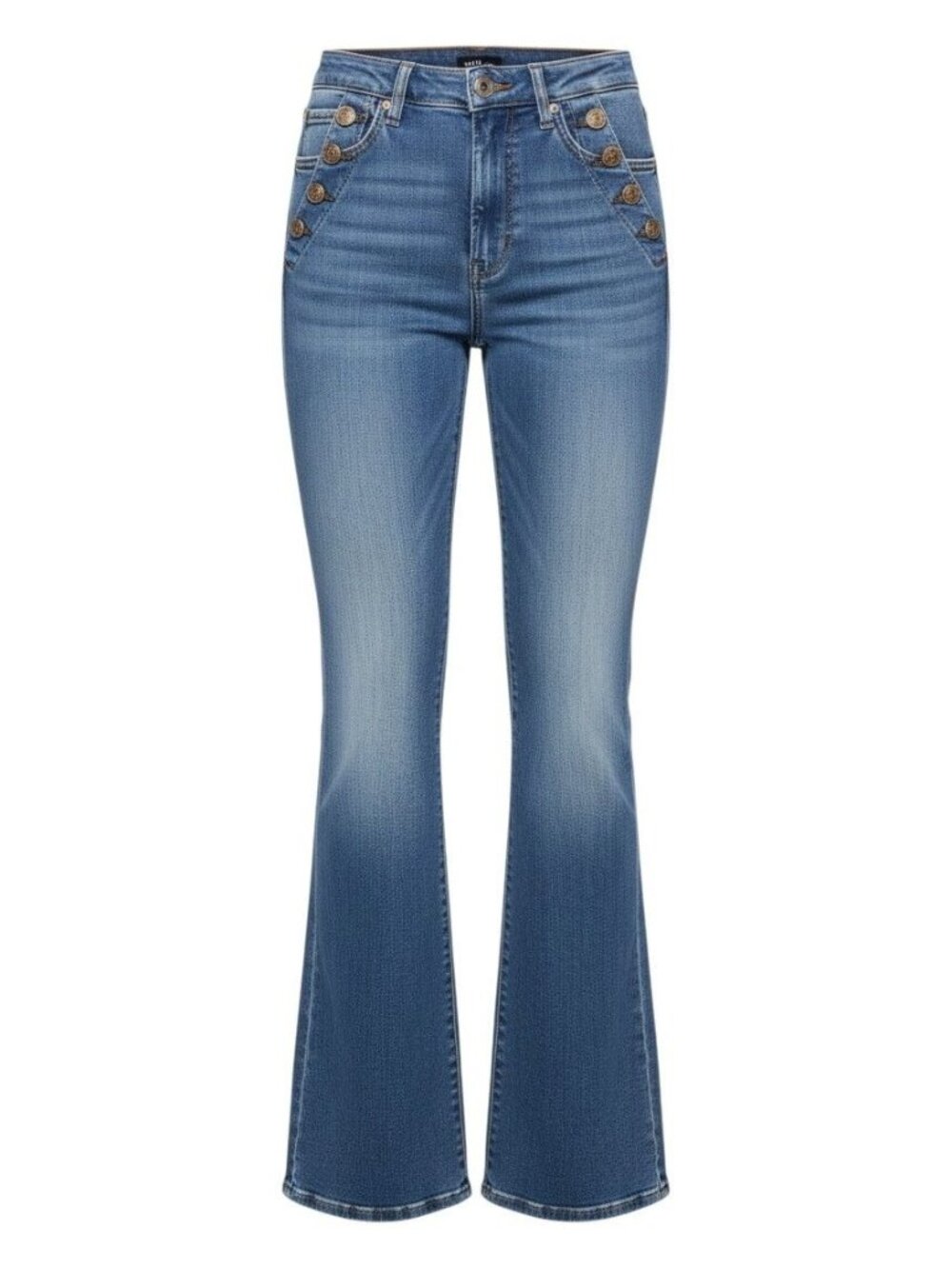 Gap Womens Medium Wash High-Waisted Flare Jeans Button Detail Denim Size 6